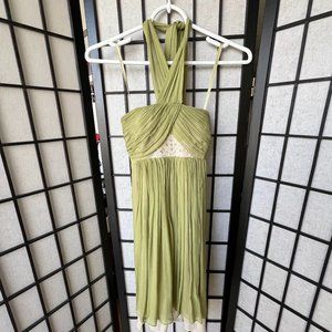 BCBG Self Tie Green Halter Dress